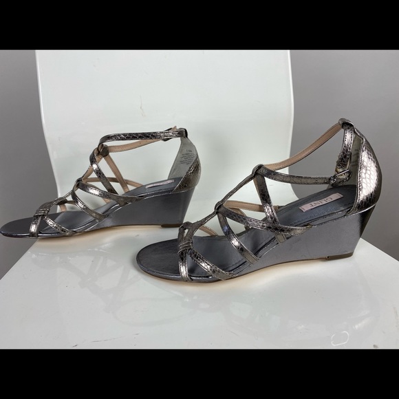 GLINT “Ivie” Leather Metallic Wedge Sandal Sz 7.5 - Picture 5 of 8